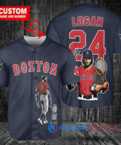 Boston Red Sox x Wolverine Logan with Trophy Custom Baseball Jersey Navy