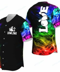 Bowling Love Colorful Smoke Flame Baseball Jersey