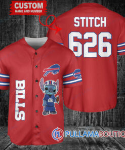 Buffalo Bills Stitch Custom Baseball Jersey Red