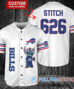 Buffalo Bills Stitch Custom Baseball Jersey White