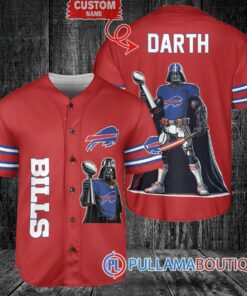 Buffalo Bills x Darth Vader Star Wars with Trophy Custom Baseball Jersey Red