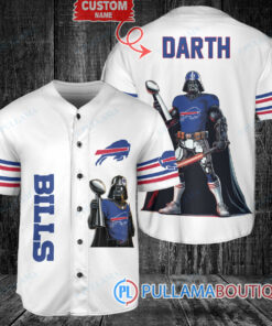 Buffalo Bills x Darth Vader Star Wars with Trophy Custom Baseball Jersey White