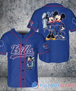 Buffalo Bills x Mickey and Minnie with Trophy Baseball Jersey Royal