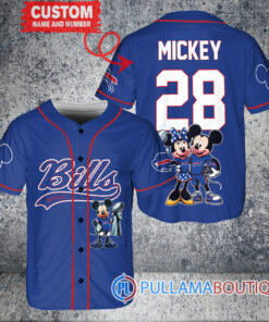 Buffalo Bills x Mickey and Minnie with Trophy Custom Baseball Jersey Royal