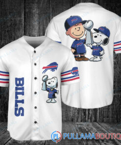 Buffalo Bills x Snoopy and Charlie Brown with Trophy Baseball Jersey White