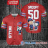 Buffalo Bills x Snoopy and Charlie Brown with Trophy Custom Baseball Jersey Royal