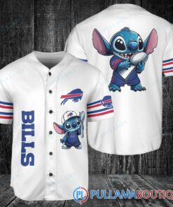 Buffalo Bills x Stitch with Trophy Baseball Jersey White