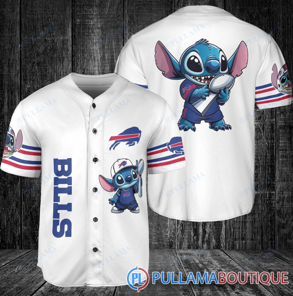 Detroit Lions x Stitch with Trophy Baseball Jersey Red