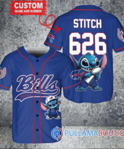 Buffalo Bills x Stitch with Trophy Custom Baseball Jersey Royal