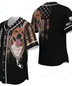 Bull Terrier Zipper Usa Flag Baseball Jersey