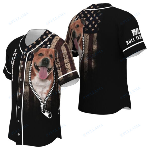 Yorkshire Terrier Zipper Usa Flag Baseball Jersey