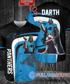 Carolina Panthers Darth Vader Star Wars Trophy Baseball Jersey Black-Blue