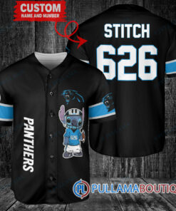 Carolina Panthers Stitch Custom Baseball Jersey Black