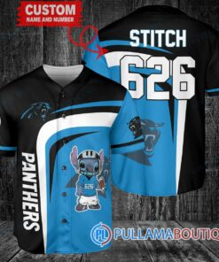 Carolina Panthers Stitch Custom Baseball Jersey Black-Blue