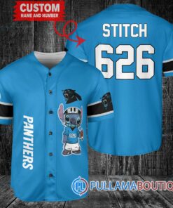 Carolina Panthers Stitch Custom Baseball Jersey Blue