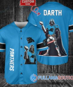 Carolina Panthers x Darth Vader Star Wars with Trophy Custom Baseball Jersey Blue