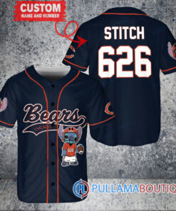 Chicago Bears Stitch Custom Baseball Jersey Navy