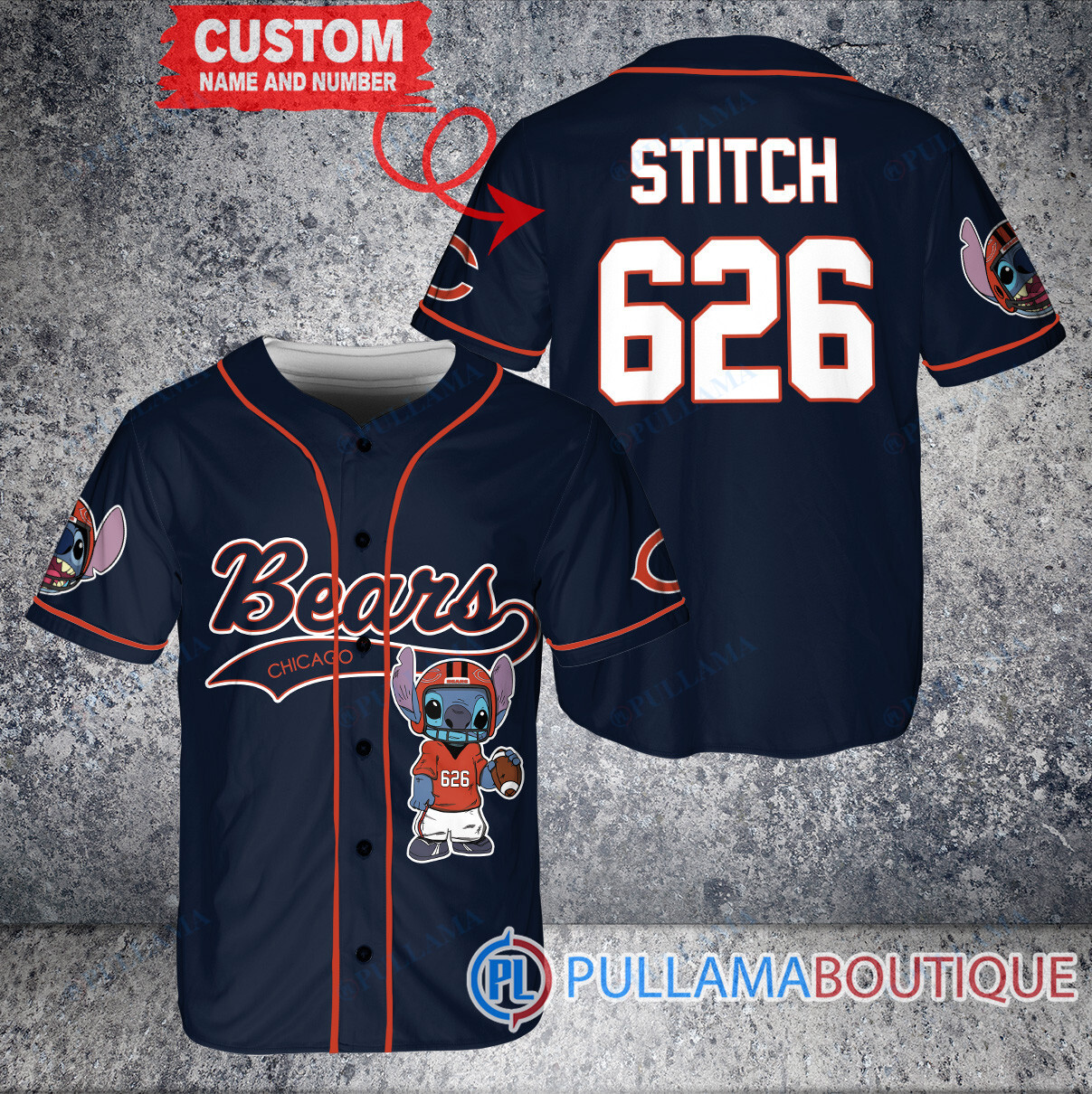 Chicago Bears Stitch Custom Baseball Jersey White