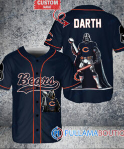 Chicago Bears x Darth Vader Star Wars with Trophy Custom Baseball Jersey Navy