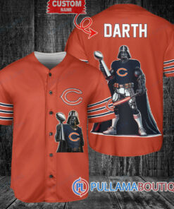 Chicago Bears x Darth Vader Star Wars with Trophy Custom Baseball Jersey Orange