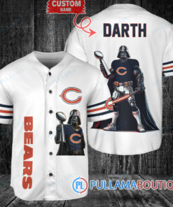 Chicago Bears x Darth Vader Star Wars with Trophy Custom Baseball Jersey White