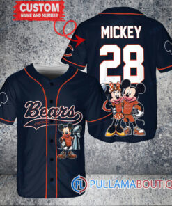 Chicago Bears x Mickey and Minnie with Trophy Custom Baseball Jersey Navy