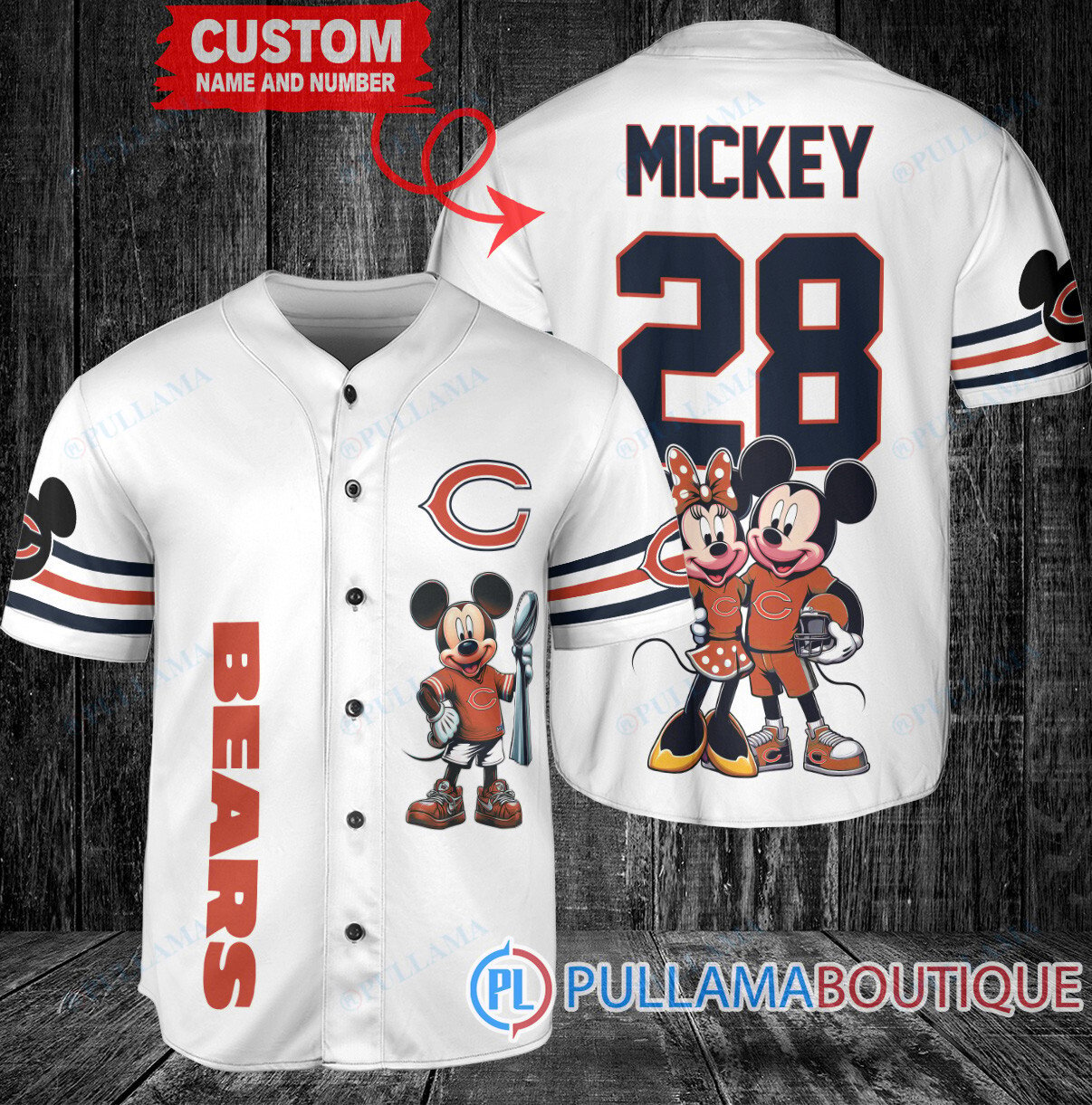 Los Angeles Rams x Mickey and Minnie with Trophy Custom Baseball Jersey Royal Military