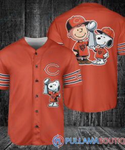 Chicago Bears x Snoopy and Charlie Brown with Trophy Baseball Jersey Orange