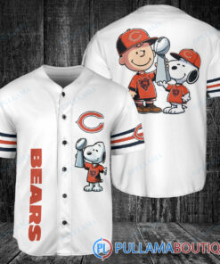 Chicago Bears x Snoopy and Charlie Brown with Trophy Baseball Jersey White