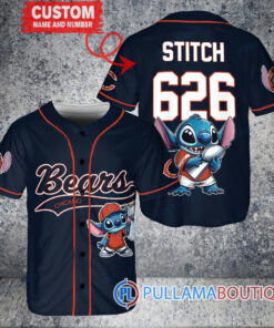 Chicago Bears x Stitch with Trophy Custom Baseball Jersey Navy