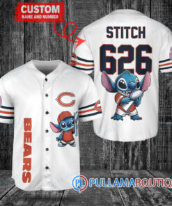 Chicago Bears x Stitch with Trophy Custom Baseball Jersey White