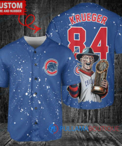 Chicago Cubs Freddy Krueger Halloween World Series Trophy Baseball Jersey