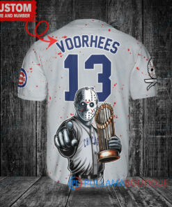 Chicago Cubs Jason Voorhees Halloween World Series Trophy Baseball Jersey Gray