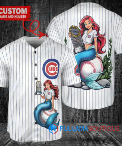 Chicago Cubs x Ariel Mermaid with Trophy Custom Baseball Jersey White