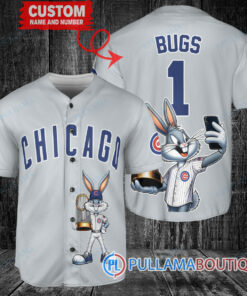 Chicago Cubs x Bugs Bunny with Trophy Baseball Jersey Gray