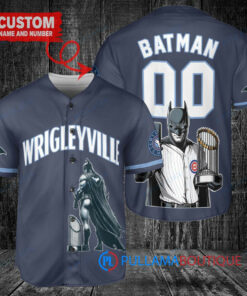 Chicago Cubs x DC Comics Batman Dark Knight Trophy Baseball Jersey – Navy