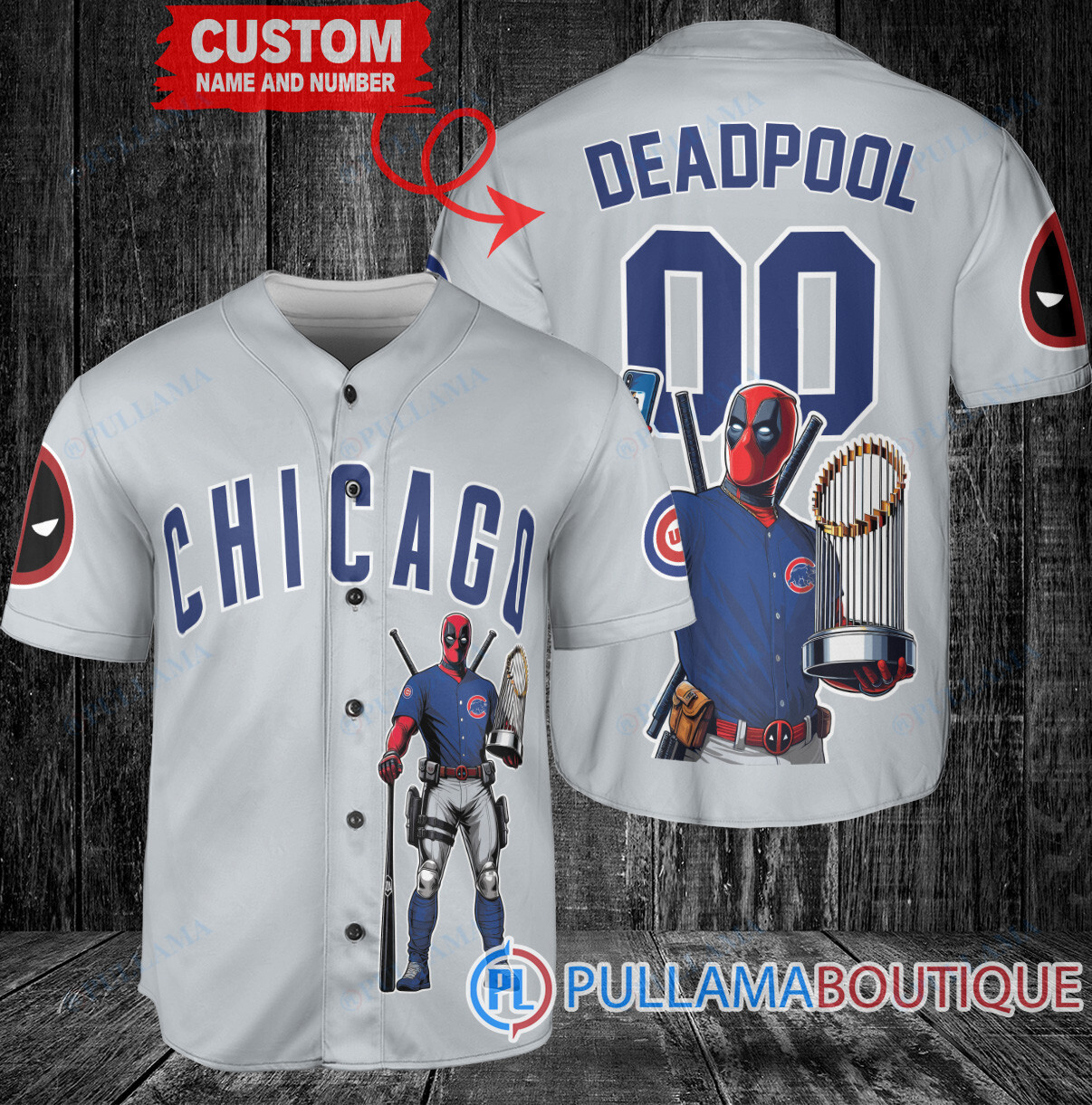 Boston Red Sox x Deadpool with Trophy Baseball Jersey Navy