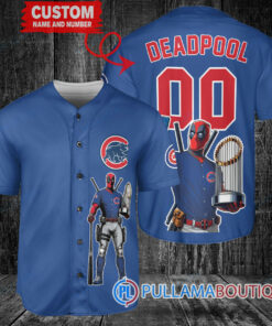 Chicago Cubs x Deadpool with Trophy Baseball Jersey Royal