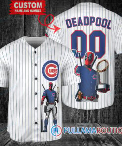 Chicago Cubs x Deadpool with Trophy Baseball Jersey White