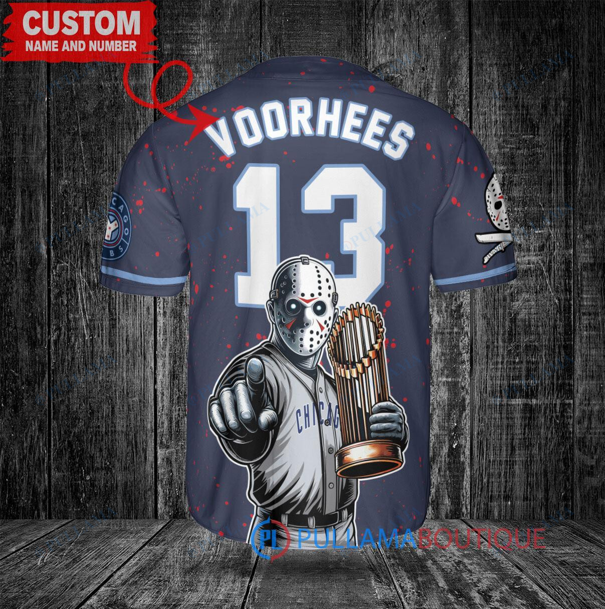 Philadelphia Phillies x Friday the 13th Jason Voorhees Halloween with World Series Trophy Custom Baseball Jersey White