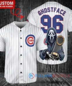 Chicago Cubs x Ghostface Scream World Series Trophy Baseball Jersey White