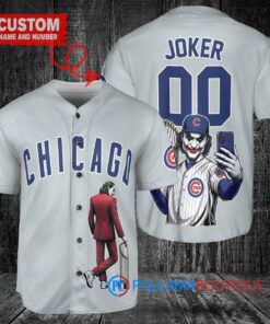 Chicago Cubs x Joker DC Comics with Trophy Custom Baseball Jersey Gray