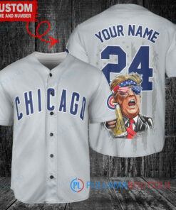 Chicago Cubs x Limited Edition with World Series Trophy Custom Baseball Jersey Gray