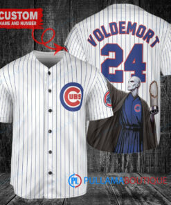 Chicago Cubs x Lord Voldemort Harry Potter with Trophy Custom Baseball Jersey White