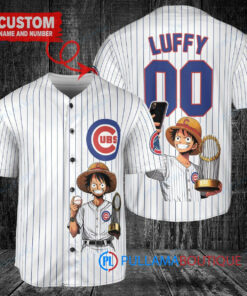 Chicago Cubs x Luffy One Piece with Trophy Custom Baseball Jersey White