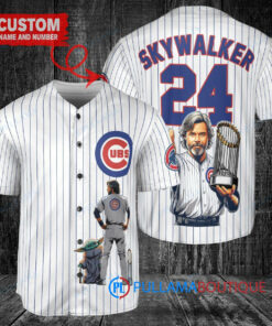 Chicago Cubs x Luke Skywalker Star Wars with Trophy Custom Baseball Jersey White