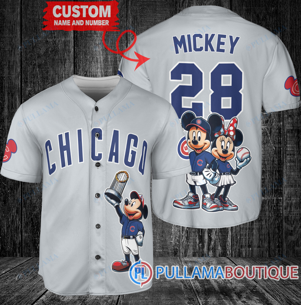 Seattle Mariners x Mickey and Minnie with Trophy Baseball Jersey White