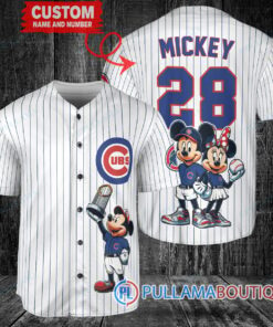 Chicago Cubs x Mickey and Minnie with Trophy Baseball Jersey White