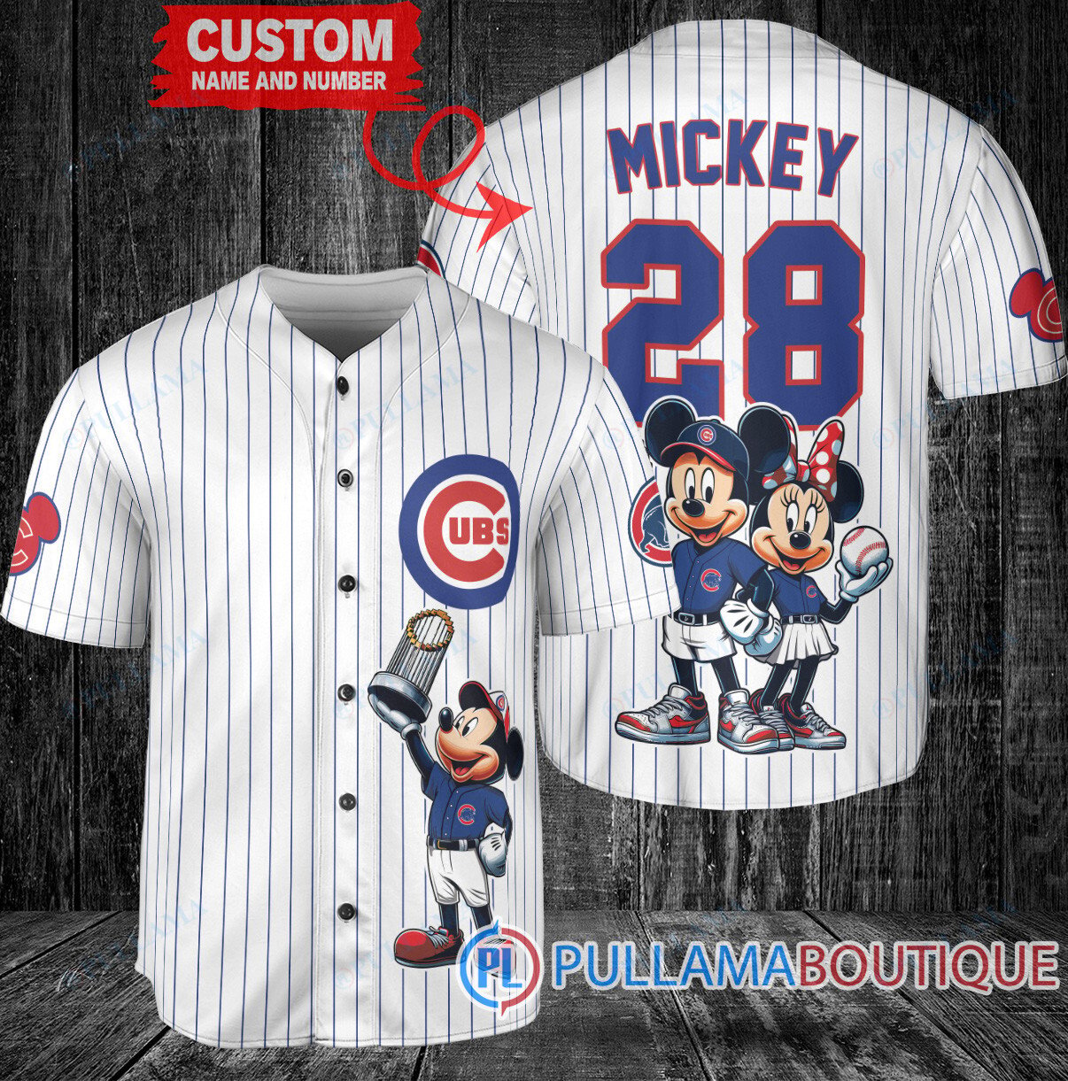 Detroit Tigers x Mickey and Minnie with Trophy Baseball Jersey Gray