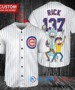 Chicago Cubs x Rick and Morty with Trophy Custom Baseball Jersey White